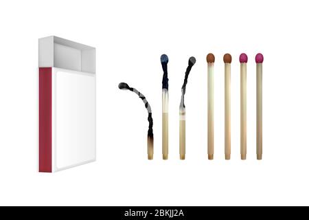 Realistic safety match. Set of wooden matches. Vector illustration Stock Vector