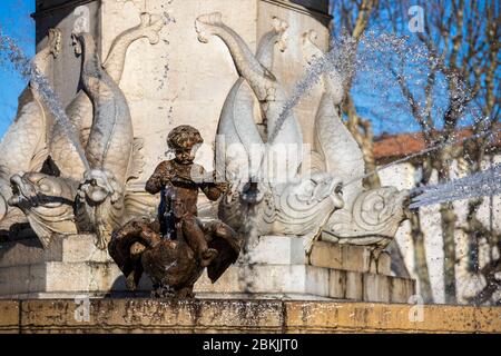 France, Bouches-du-Rhône, Aix-en-Provence, fountain of the Rotonde on the place of General de Gaulle Stock Photo