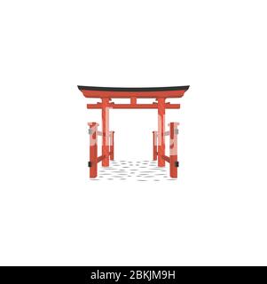 Realistic Vector Japanese Gate, traditional building historical landmark Stock Vector