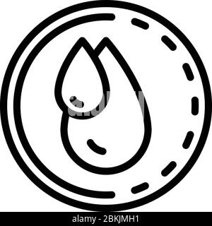 Small and big drop in a circle icon, outline style Stock Vector