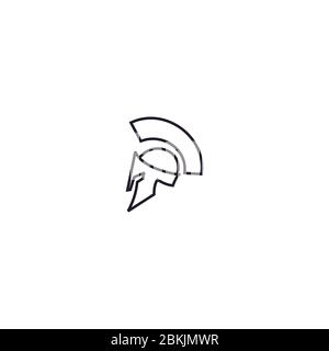 Simple Line art Spartan Warrior Helmet logo design. Stock Vector