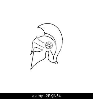 Spartan Warrior Helmet, Trendy line art logo design. Stock Vector