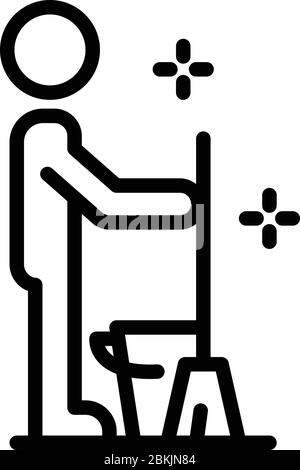 Cleaner with a mop icon, outline style Stock Vector