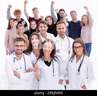large group of diverse medical professionals showing their success Stock Photo