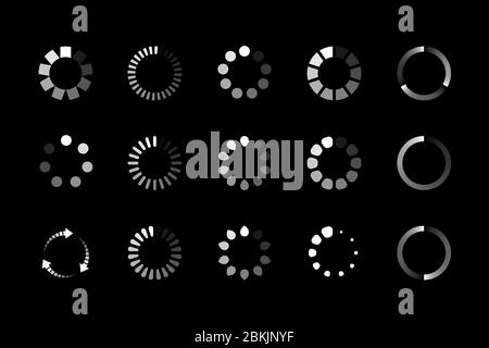 Set of website loading icon. Circle buffer loader or preloader. Vector illustration Stock Vector