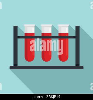Test tubes stand icon. Flat illustration of test tubes stand vector icon for web design Stock Vector