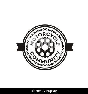 silhouette of the motorcycle chain and gear for the logo design of the automotive emblem or motorcycle team Stock Vector