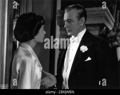 AUDREY HEPBURN and GARY COOPER in LOVE IN THE AFTERNOON 1957 director BILLY WILDER screenplay Billy Wilder and I.A.L. Diamond Billy Wilder Productions / Allied Artists Pictures Stock Photo