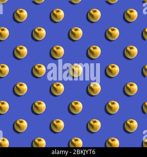 seamless pattern of yellow apple with shadow on purple background Stock Photo