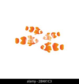 Clustered Clownfish logo design, fish logo design inspiration. Stock Vector