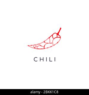 Simple line art chili logo design inspiration Stock Vector
