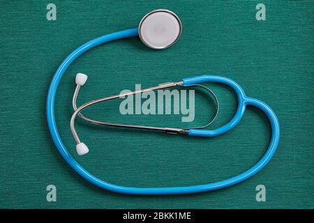 Stethoscope is an acoustic medical device for listening to internal sounds of body. Medical tool can be used to listen to sound made by the heart, lun Stock Photo