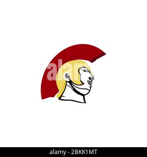 Sparta head and helmet logo design vector illustration Stock Vector