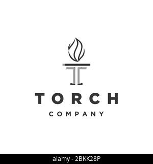 Letter Initial T for Torch logo design Stock Vector