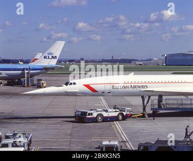Former British Airways Concorde aircraft at Heathrow Airport, London Borough of Hounslow, Greater London, England, United Kingdom Stock Photo