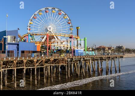 The Pacific Park Ferris wheel on Santa Monica Pier Stock Photo