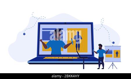 Vector illustration education drawing online concept student teaching. Graphic background cartoon training design. Internet learning creative course k Stock Vector