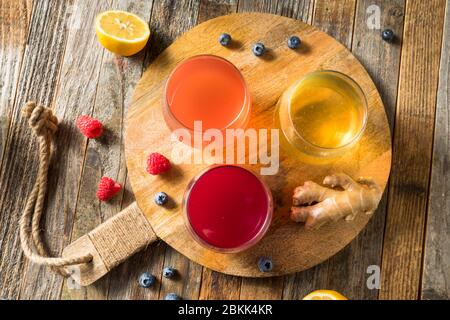 Boozy Alcoholic Hard Kombucha Cider with Fruit Stock Photo