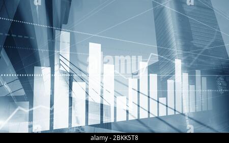 3D Graph and Lines. Hong Kong Blurred Background. For your business project Stock Photo