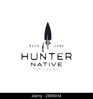 Vintage Retro Arrowhead Spear Hunting Hipster Logo Design Stock Vector