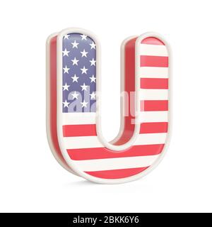 American flag alphabet isolated on a white background. 3d image Stock Photo