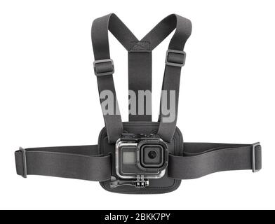 action camera chest mount path isolated on white Stock Photo