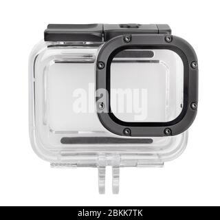 action camera protective housing path isolated on white Stock Photo