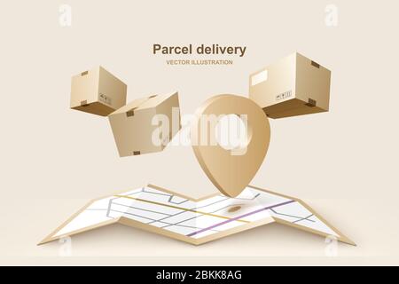 Parcel delivery. Concept for fast delivery service, vector illustration Stock Vector