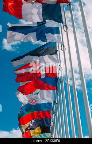 Germany, Belgium, Switzerland France, Netherlands, Flag of the five  countries, size: 150 x 90 cm