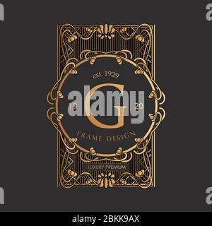 Art Nouveau Frame. Rectangular Decorative Frame with Art Nouveau Ornament. Vector Ornament Plant Vignette for Labels, Banner, Sticker and Sticker. Stock Vector