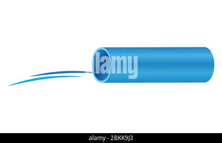 Illustration of PVC pipe plumbing with water flow graphic design logo Stock Vector