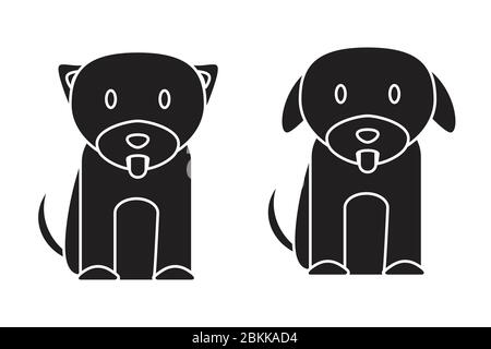 Puppy dog. A set of two puppies dogs pictogram icons isolated on a white background. EPS Vector Stock Vector