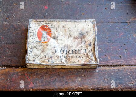 Swift Current, SK/Canada- May 1, 2020: A vintage 1940’s WWII Turret Cigarettes tin Stock Photo