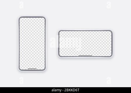 White vector phone isolated on white background. Realistic template. Mock up with empty screen for business presentations Stock Vector