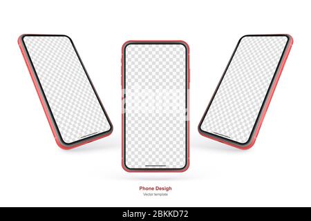 Set of vector phones isolated on white background. Mock up with empty screen for business presentations. Stock Vector