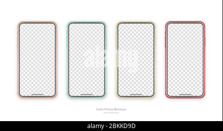 Set of vector phones isolated on white background. Mock up with empty screen for business presentations. Stock Vector