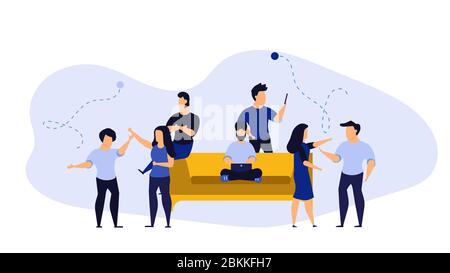 Office day vector illustration business work person cartoon. Flat character concept work design. Man and woman workplace employee job. Team life cowor Stock Vector