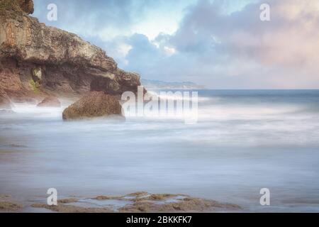 Abstract long exposure shot in the coastline Stock Photo
