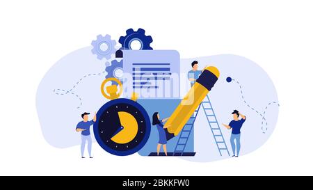 Business student plan work full time vector entrepreneurship service illustration. Agenda appointment assign course person. Meeting teamwork schedule Stock Vector