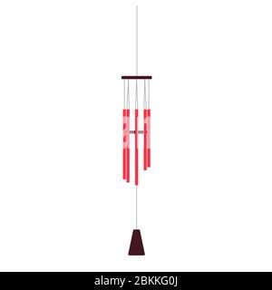 Wind chimes vector bell illustration design art. Decoration beautiful abstract sound music. Asian branch isolated color symbol. Harmony hang instrumen Stock Vector