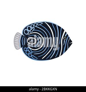 Fish is dark emperor angelfish vector illustration Stock Vector