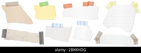 collection of different colored scraps of papers with adhesive strips Stock Vector