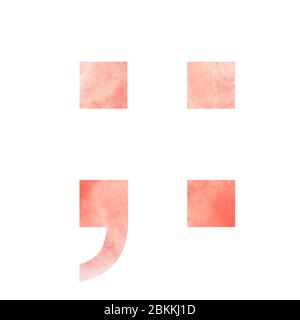 Orange space alphabet. Semicolon and colon. Digital art. Isolated on white background. Stock illustration. Stock Photo