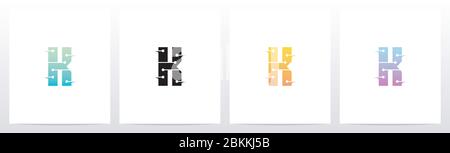Horizontal Lines With Dots On Letter Logo Design K Stock Vector