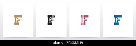 Hammer Tools On Letter Logo Design F Stock Vector
