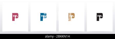 Hammer Tools On Letter Logo Design P Stock Vector