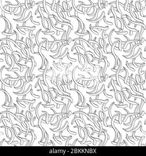 seamless abstract pattern chaotic curved strokes with outline on white background. Vector image Stock Vector