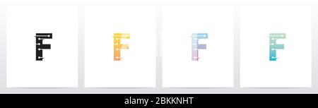 Horizontal Lines With Dots On Letter Logo Design F Stock Vector