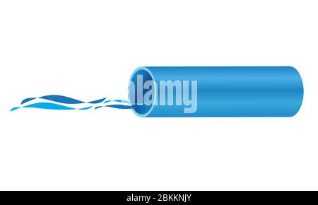 Illustration of PVC pipe plumbing with water flow graphic design logo Stock Vector