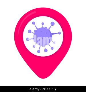 Virus map pin zone area flat style design Stock Vector